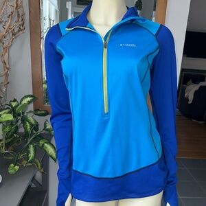 Columbia Omni-Wick Jacket Women’s Medium  Pullover 1/2 Zip Pockets Cycling Blue